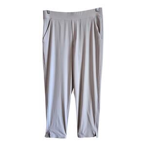 ATHLETA Women 14 Brooklyn Ankle Pants Pull On Beige Tapered Athleisure 32 x 27.5